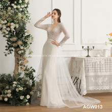 New style white mermaid wedding dress fashion and elegant sleeveless lace wedding dress simple